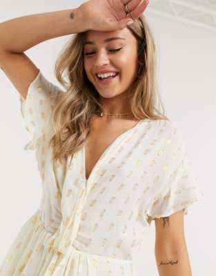 En Creme wrap front mini dress in white White