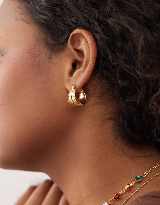 En Route 18k gold plated aegan chunky textured hoop earrings