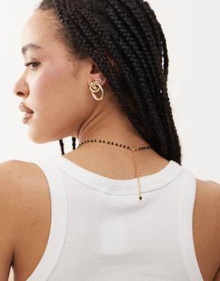 En Route 18k Gold Plated Beaded Lariat Necklace With Cross Pendant In Gold