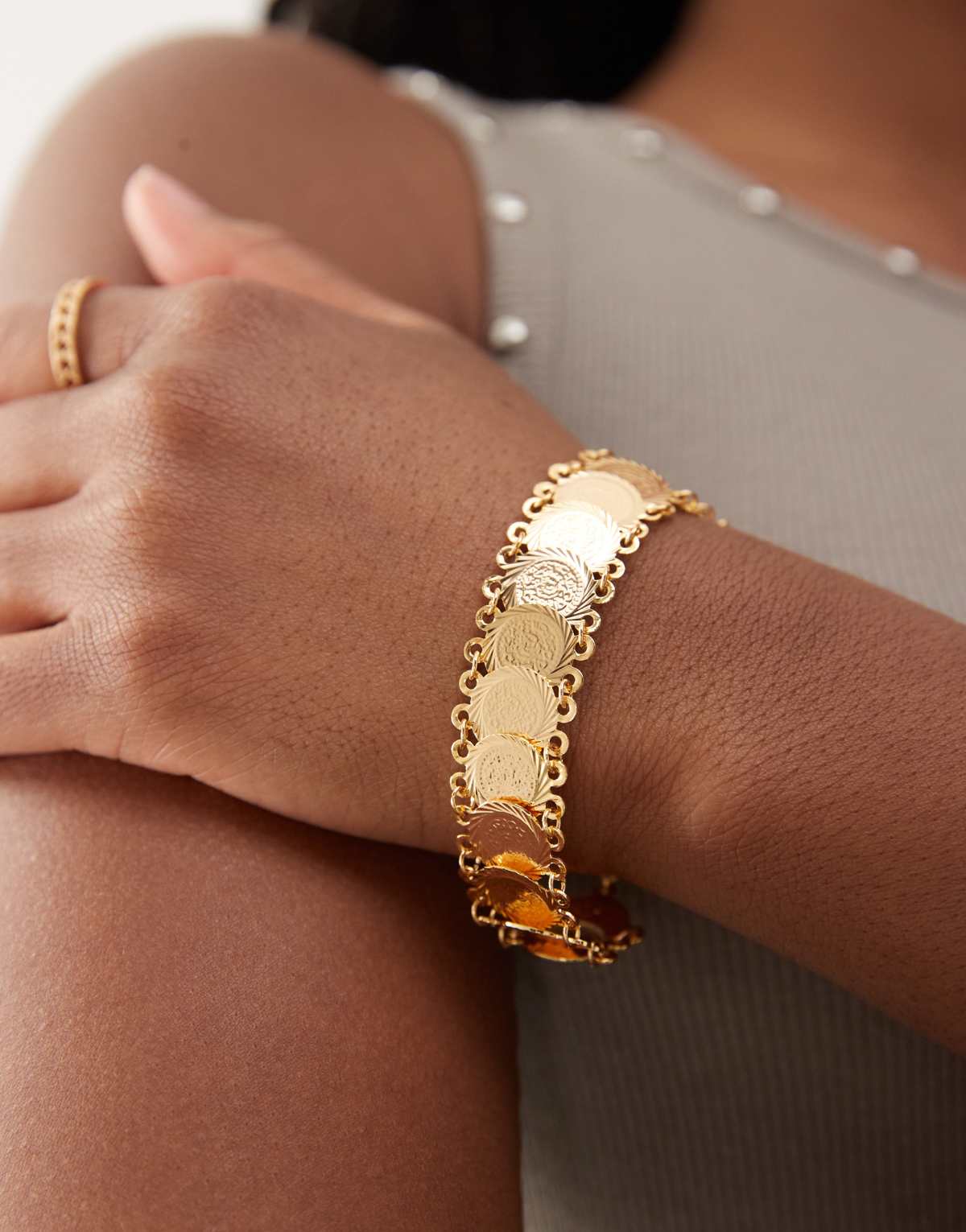 En Route 18k gold plated coin bracelet