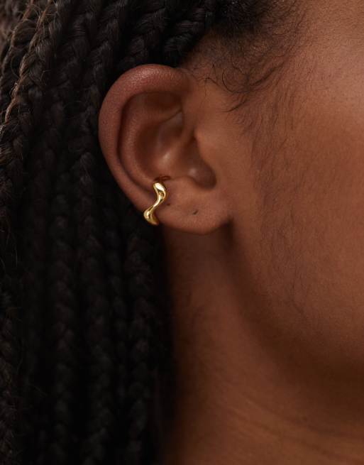En Route - Bijou d'oreille ondulé effet fondu en plaqué or 18 carats
