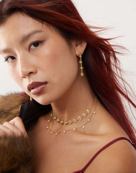 En Route - Daisy Molecule - Boucles d'oreilles pendantes avec fleur en plaqué or 18 carats - view 1