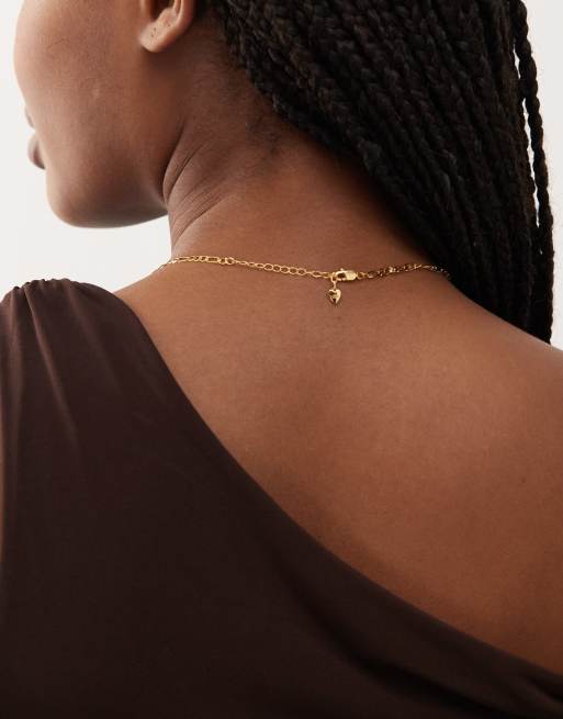 En Route devon 18k gold plated figaro chain necklace with carmelian red pendant , 3 of 3