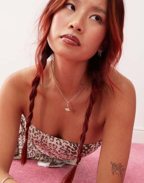 En Route heart's guardian serpent necklace in 18k gold & rhodium plated - view 1