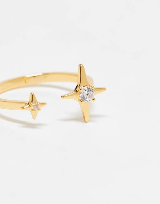 En Route - Ring med funklende stjernedesign og 18 karat guldbelægning , 3 af 3