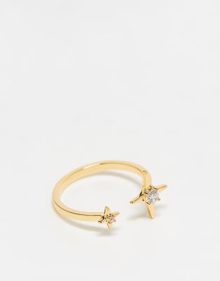En Route - Ring mit 18-Karat-Vergoldung und Glitzerstein-Goldfarben