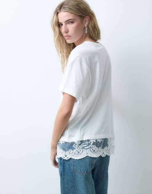 endast t-shirt med spetskant i vitt, 4 av 4