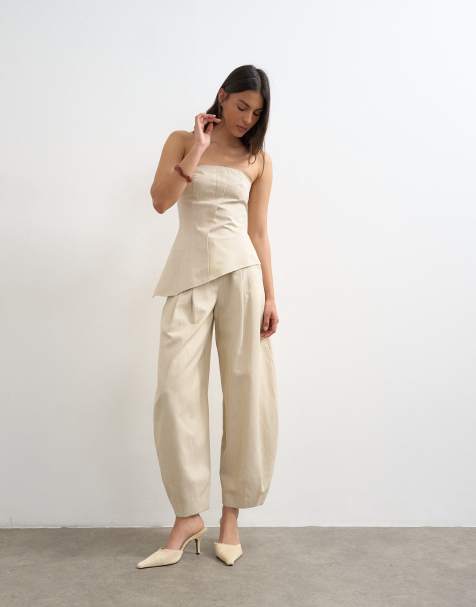 Ensemble volumineux à ourlet brut - Taupe - view 1