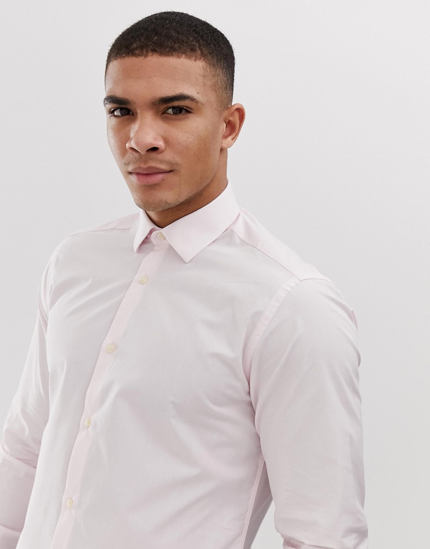 Ensfarvet poplinskjorte med smal pasform fra French Connection-Pink
