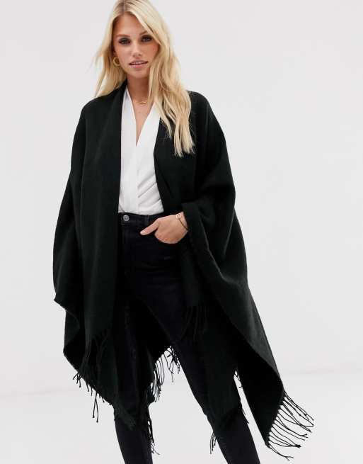 Ensfarvet sort kappe fra ASOS DESIGN