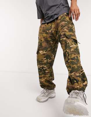 camouflage print trousers