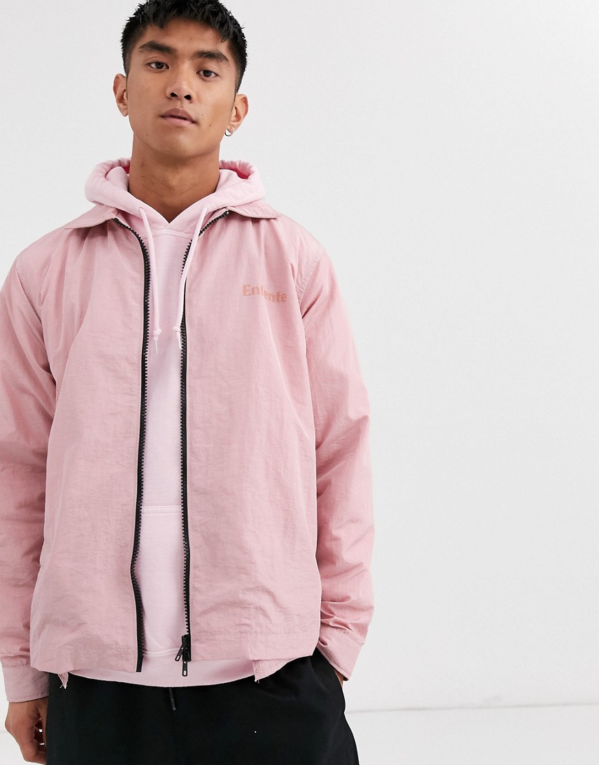 Entente coach jacket in dusty pink with logo
