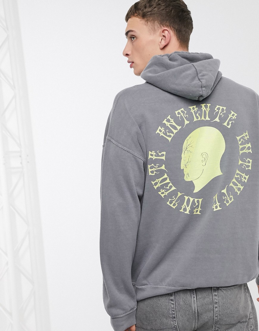 Entente hoodie in grey with back print