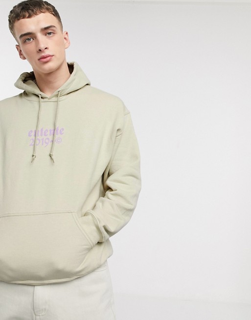 Entente hoodie in stone with logo