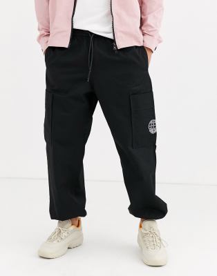 black nylon cargo pants