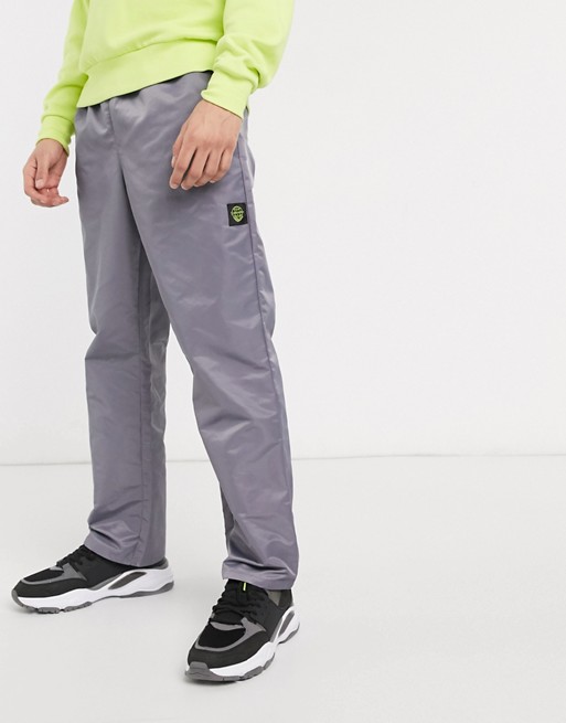 Entente satin joggers in grey with logo