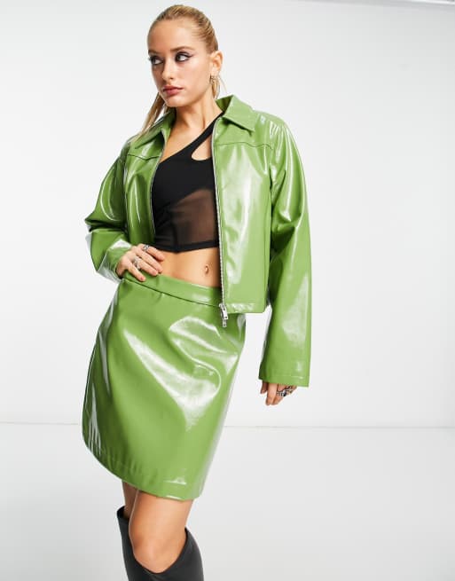 Green vinyl hotsell mini skirt