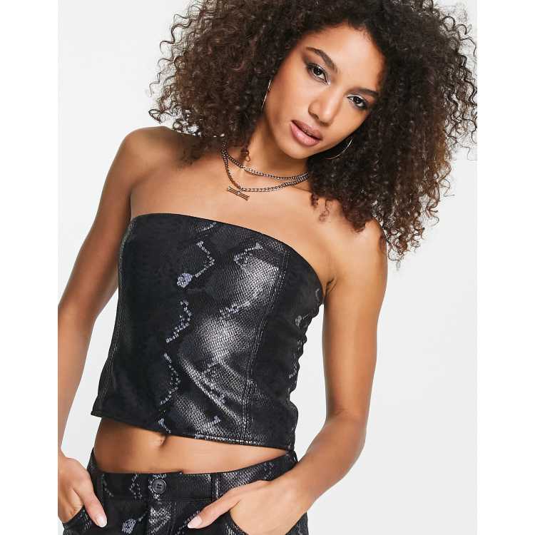 Snakeskin deals strapless top