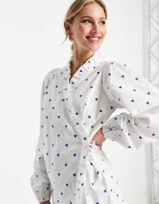 Envii heart spot wrap shirt in white - ASOS Price Checker