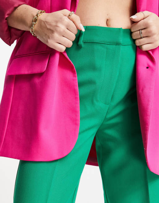 Only high waist wide leg pants in bright green - part of a set