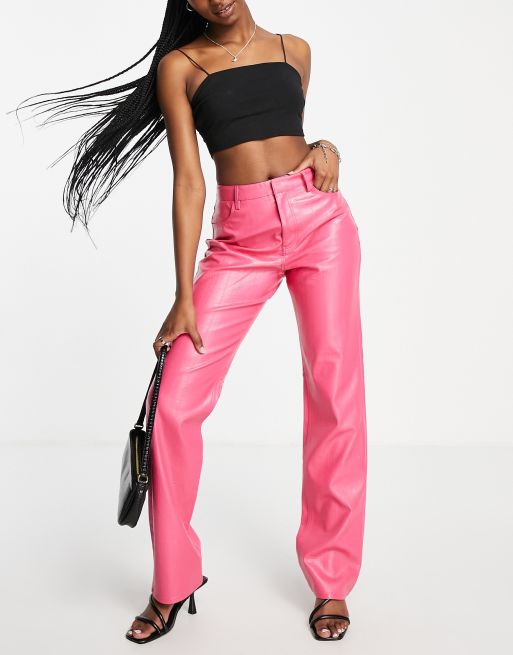 Envii – Hose aus Kunstleder in Magenta