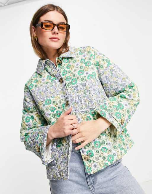 Envii lightweight quilted jacket in patchwork floral | ASOS