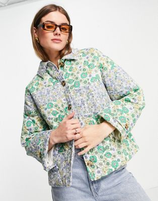 Envii organic cotton lightweight quilted jacket in patchwork floral
