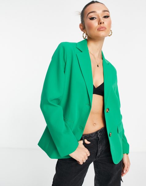 Envii oversized blazer in bold green co-ord - view 1