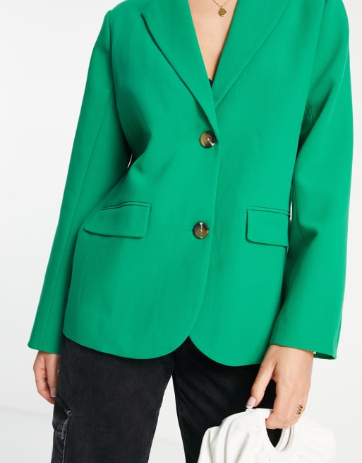 Envii oversized blazer in bold green co-ord, 3 of 4