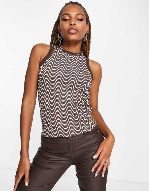 Envii racer singlet in brown swirl