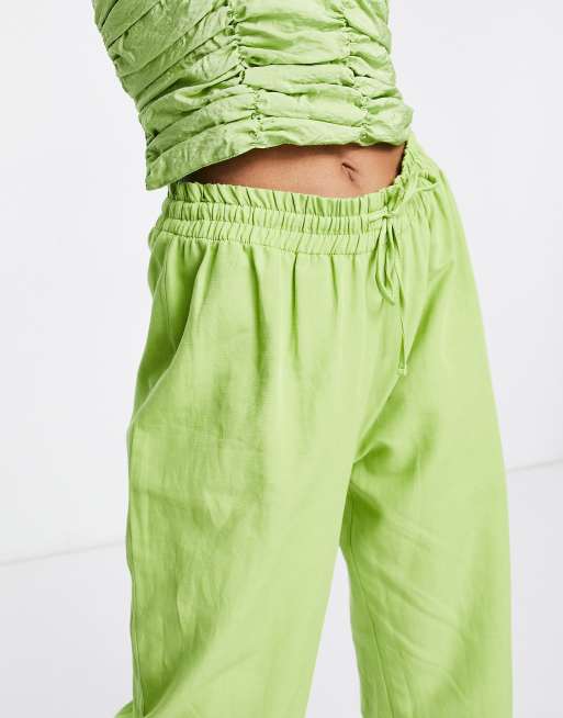 Envii relaxed straight leg linen pants in green - part of a set