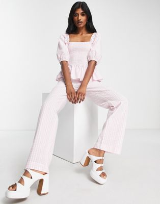 Envii relaxed trousers in pink gingham co-ord
