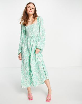 Envii maxi milkmaid dress in green zebra - ASOS Price Checker