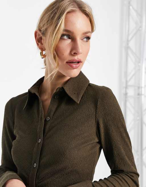 Envii ruched shirt dress in midnight brown, 3 of 4