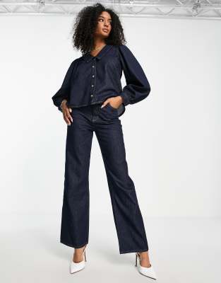 Envii wide leg jeans in dark blue rinse