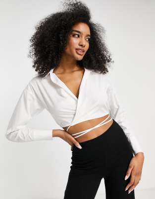 Envii wrap front shirt in white - ASOS Price Checker
