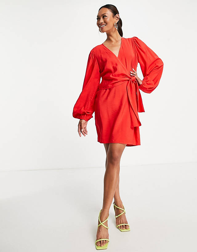 Envii - wrap mini dress in red
