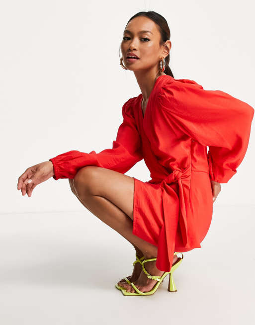 Skulptur nogle få Forord Envii wrap mini dress in red | ASOS