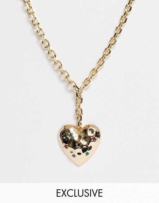 Erase Exclusive chunky necklace with heart pendant in gold