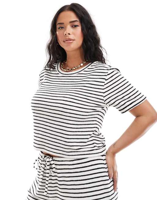 Esclusiva 4th + Reckless Plus - T-shirt in spugna a righe in coordinato