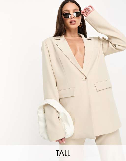 Esclusiva 4th & Reckless Tall - Blazer color crema con bottone in coordinato