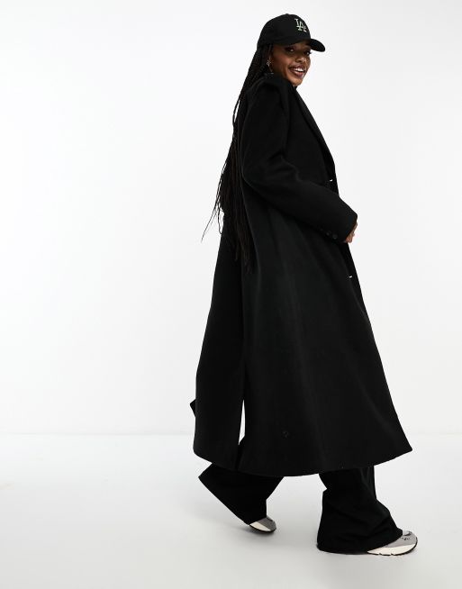 Esclusiva 4th & Reckless Tall - Cappotto elegante nero taglio lungo effetto lana, 3 di 4