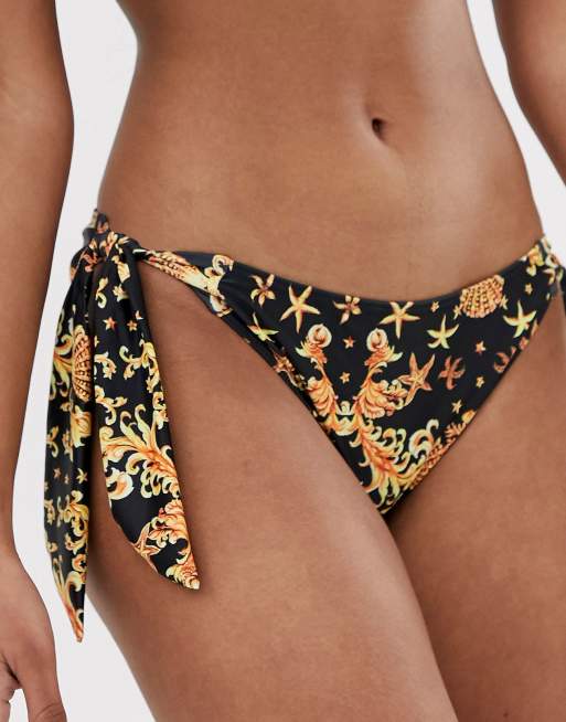 Esclusiva ASOS DESIGN Coppe Grandi - Bikini con conchiglie oro, 3 di 3
