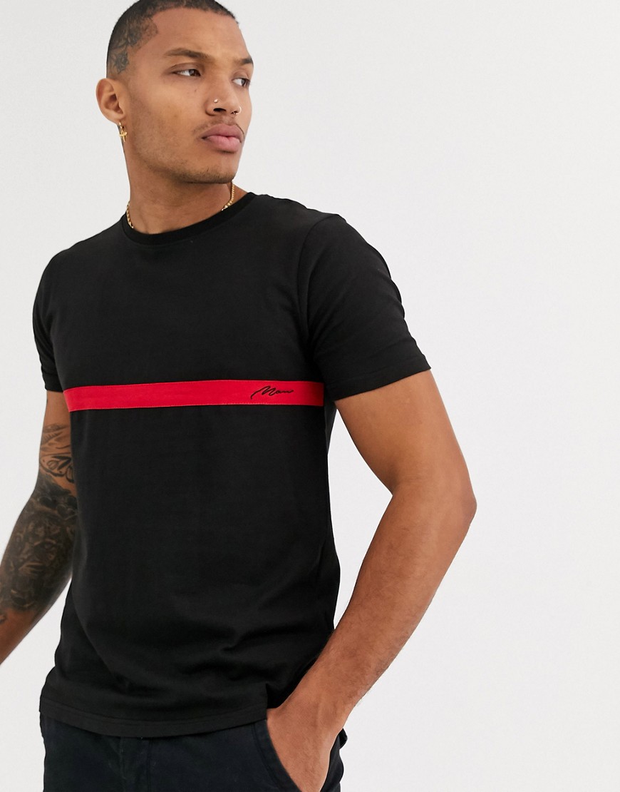 Esclusiva boohooMAN - T-shirt color-block nera-Nero