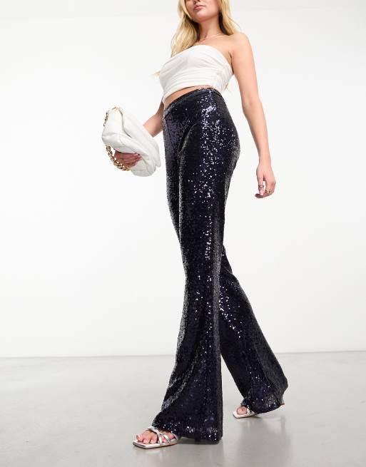 Esclusiva Collective the Label Pantaloni a fondo ampio blu notte con paillettes ASOS