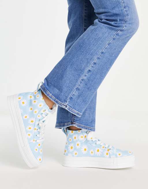 Esclusiva Daisy Street - Sneakers alte con stampa di margherite, 4 di 4
