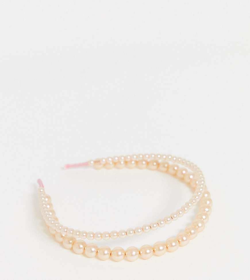 Esclusiva DesignB London - Fascia per capelli con perle oro rosa