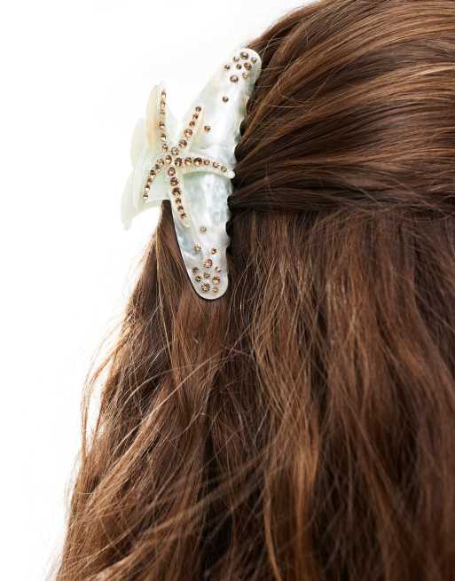 Esclusiva Easilocks x ASOS - Fermaglio per capelli color crema con decorazione di stella
