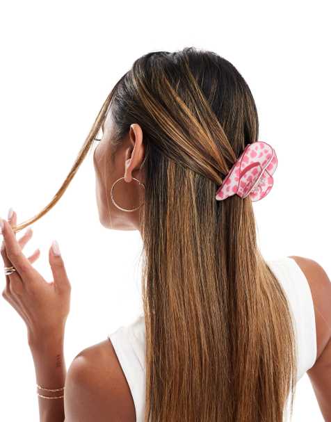 Esclusiva Easilocks x ASOS - Fermaglio per capelli rosa e bianco con cappello da cowboy - view 1