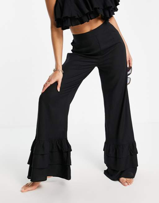 Pantaloni da mare neri con volant Asos Donna Abbigliamento Pantaloni e jeans Pantaloni Leggings & Treggings Esclusiva Esmee 